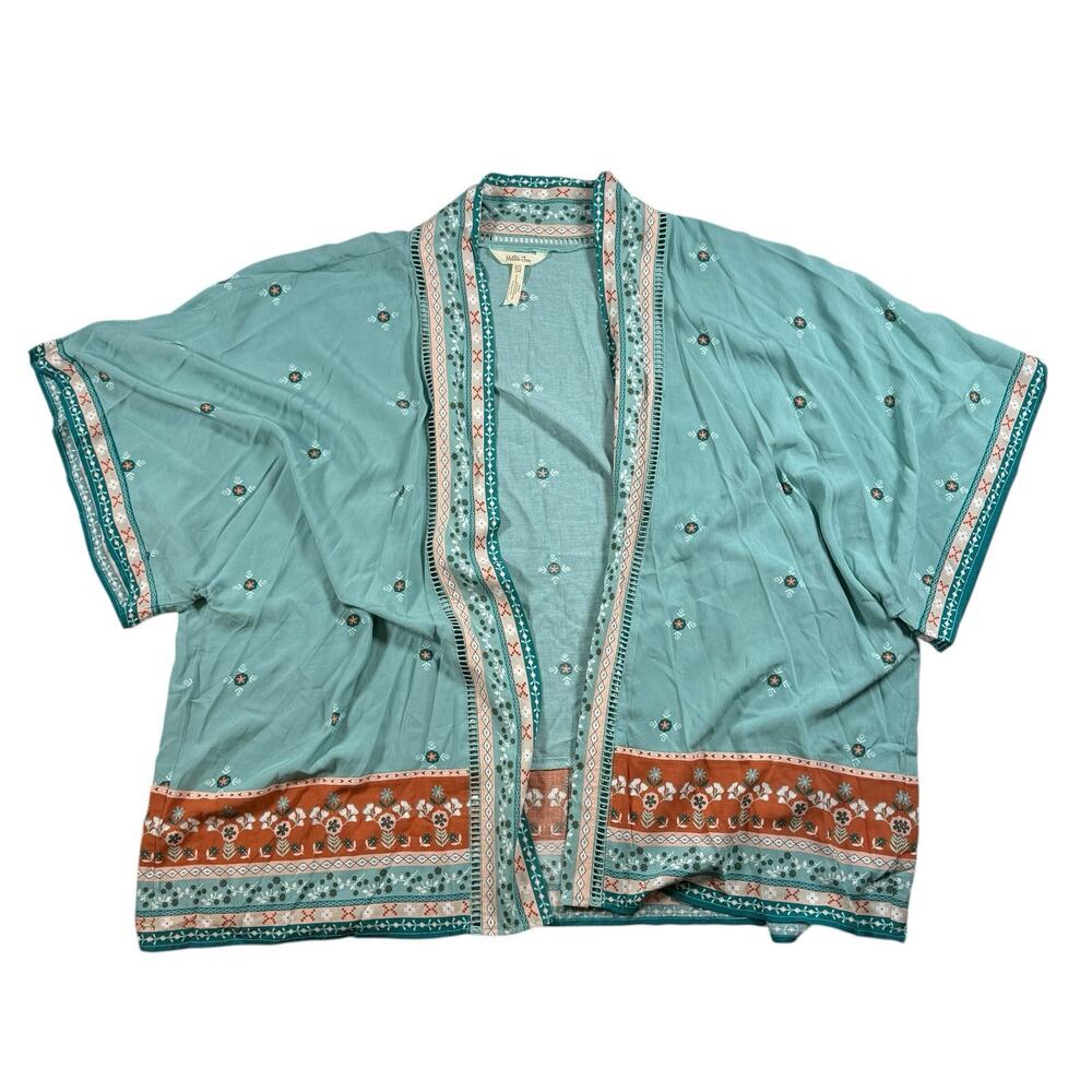 Matilda Jane Days Like This Kimono Cardigan XS/S Blue Floral Boho Open Front